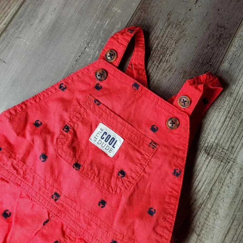 Carter's Cool Little Dude Red Crab Baby Shortalls Size 12m